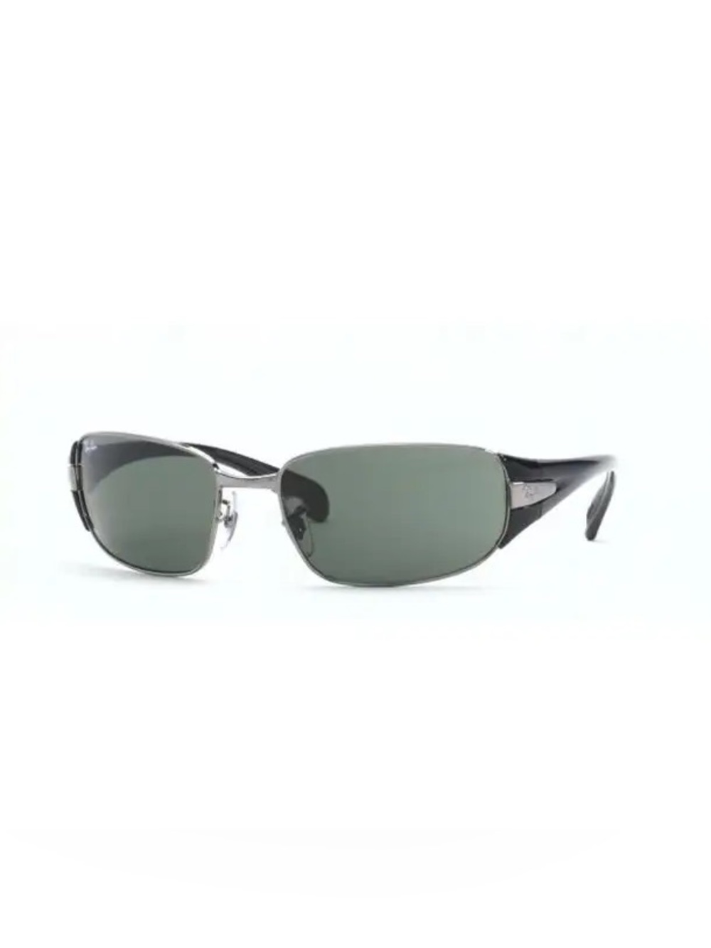 RAY BAN Men's Semi-Rimless Sunglasses in Black with Green Lenses